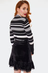 Black and White Striped Mock Neck Sweater by Voodoo Vixen