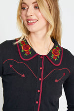 Western Rose Cardigan Sweater by Voodoo Vixen