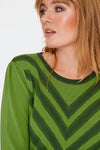 Green V-Pattern Knit Pullover Sweater by Voodoo Vixen