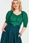 Green Plaid High Waisted Phoebe Skirt by Voodoo Vixen