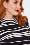 Black and White Striped Mock Neck Sweater by Voodoo Vixen