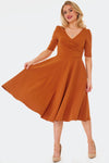 Burnt Orange Surplice Dress by Voodoo Vixen