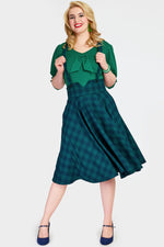 Green Plaid High Waisted Phoebe Skirt by Voodoo Vixen