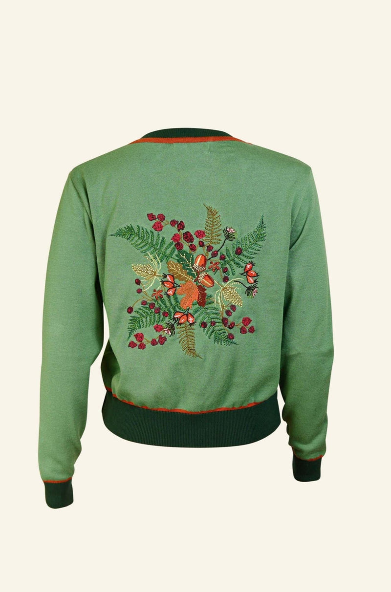 Green Hedgerow Embroidered Vera Cardigan by Palava – Modern Millie