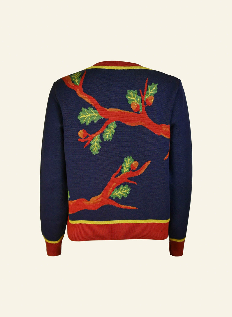 Navy Woodland Squirrel Jacquard Vera Cardigan by Palava