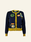 Navy Badges Embroidered Vera Cardigan by Palava