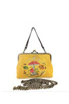 Moon Phases Mushroom in Yellow Kisslock Bag