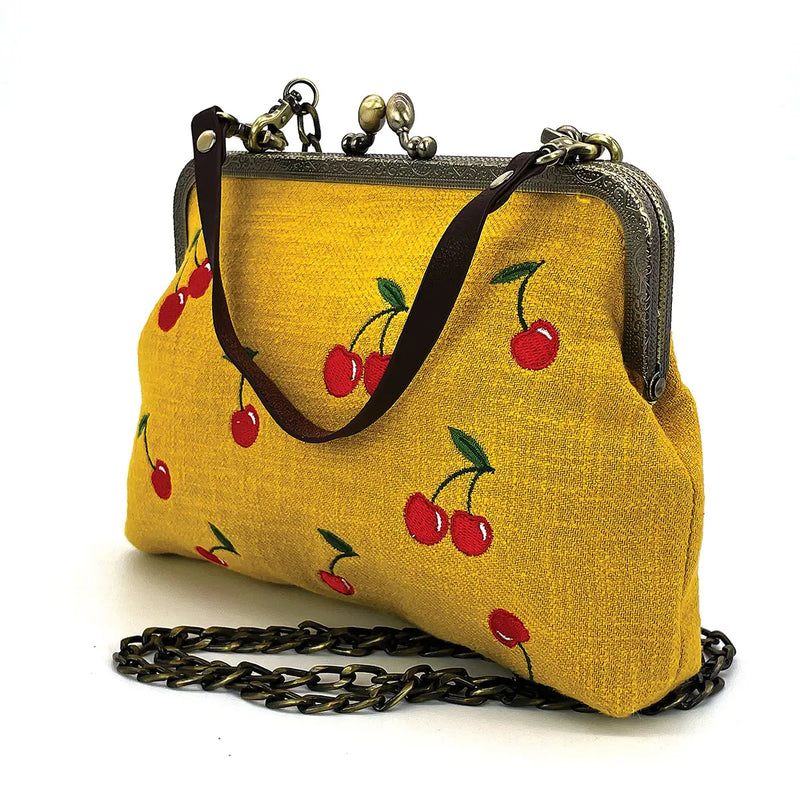 Yellow Cherry Kisslock Bag