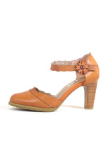 Tan Leather Darcey Mary Jane Heels by Chelsea Crew