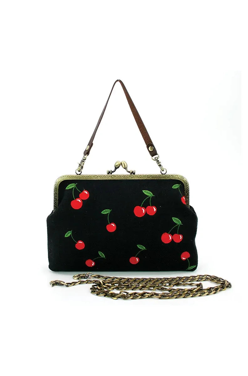 Black Cherry Kisslock Bag Modern Millie