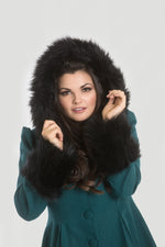 Elvira Hooded Coat in Dark Green by Hell Bunny