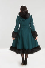 Elvira Hooded Coat in Dark Green by Hell Bunny