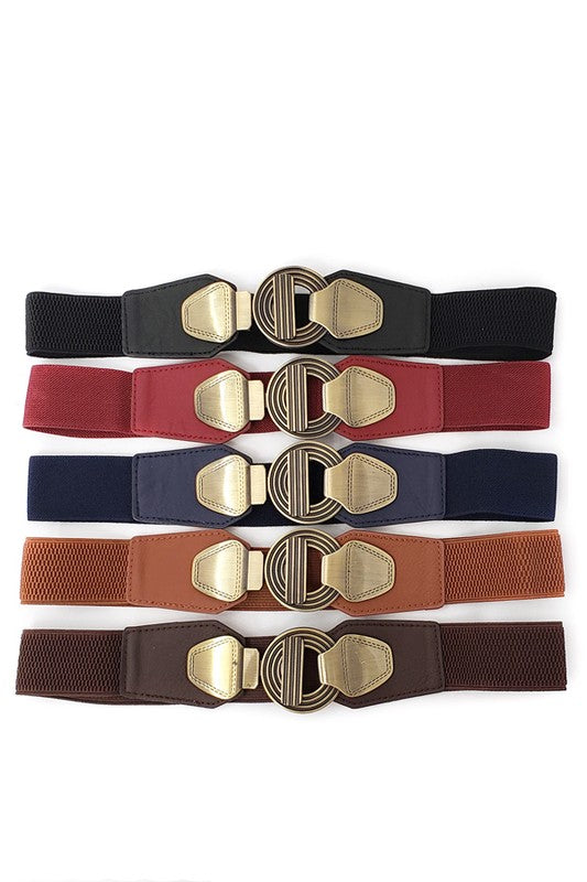 Antique Gold Circle and Latch Belt in Multiple Colors!