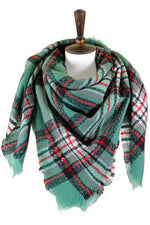 Seafoam Plaid Blanket Scarf