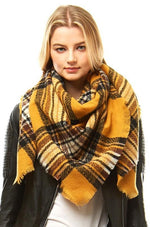 Mustard Plaid Blanket Scarf