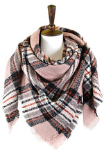 Pink Plaid Blanket Scarf