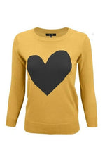 Mustard and Black Heart Pullover Sweater