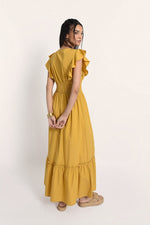 Mango Ruffle Sleeve Smocked Maxi Dress by Molly Bracken