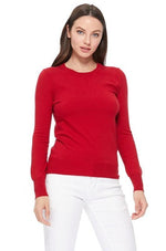 Red Long Sleeve Knit Pullover Sweater