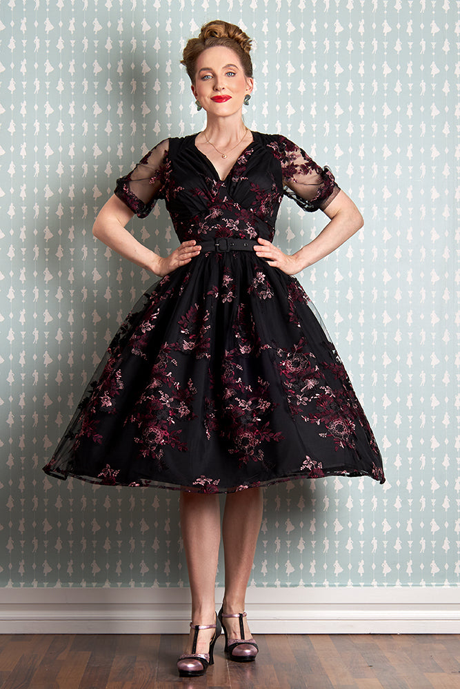 Agnetha-Lou Embroidered Mesh Occasion Dress by Miss Candyfloss