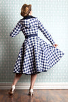 Freesia-Lee Navy Gingham Water Repellent Coat by Miss Candyfloss