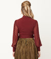 Final Sale Burgundy and Gold Pin Dot Wrap Top