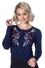 Christmas Bird Navy Cardigan by Banned