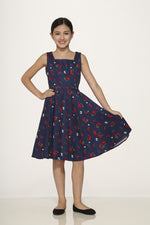 Navy and Cherry Kids Dress by Orchid Bloom