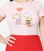 Heart Balloons Peanuts Fitted T-Shirt Top by Unique Vintage