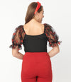 Black Top with Heart Mesh Sleeves by Smak Parlour