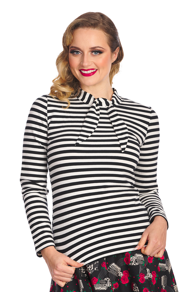 Spooks and Stripes Top in Black and White by Banned