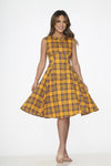 Mustard Plaid Swing Dress by Orchid Bloom