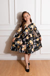 Eleanor Black and Yellow Floral Kids Dress by Hearts and Roses
