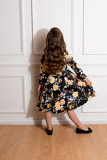 Eleanor Black and Yellow Floral Kids Dress by Hearts and Roses