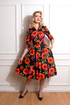 Final Sale Eden Black Autumn Floral Dress by Hearts & Roses London