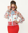 Blue Cherry Sheer Tie Neck Blouse