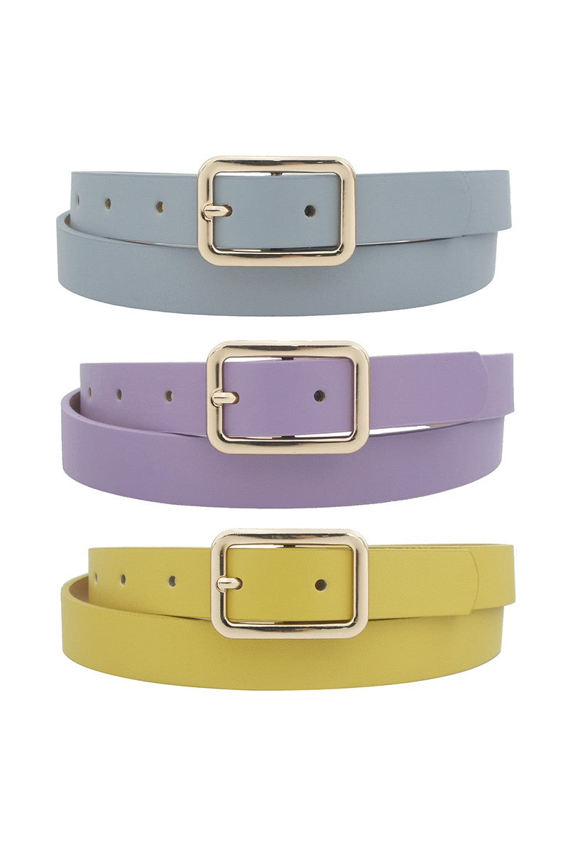 Gold Rectangular Buckle Skinny Belt in Multiple Colors – Modern Millie