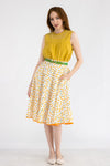 White and Yellow Cherry Print Full Skirt by Tulip B.