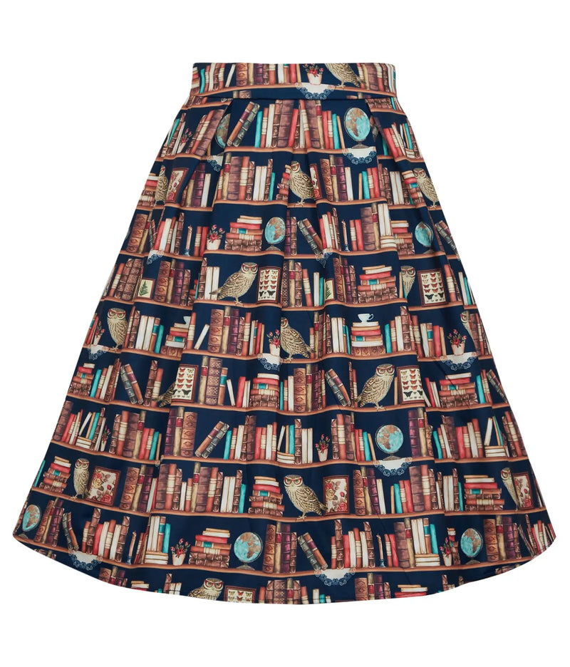 Library & Owl Box Pleated Skirt by Dolly & Dotty