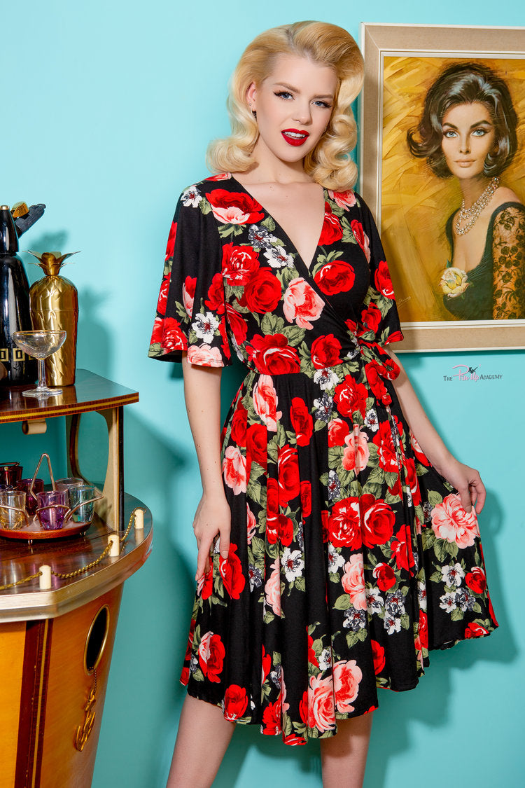 Rose Red Aurora Wrap Dress by Wax Poetic