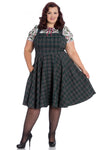 Green Plaid Peebles Pinafore Dress by Hell Bunny