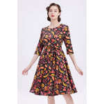 Final Sale Brown Crayon Floral Woven Aria Dress by Miss Lulo