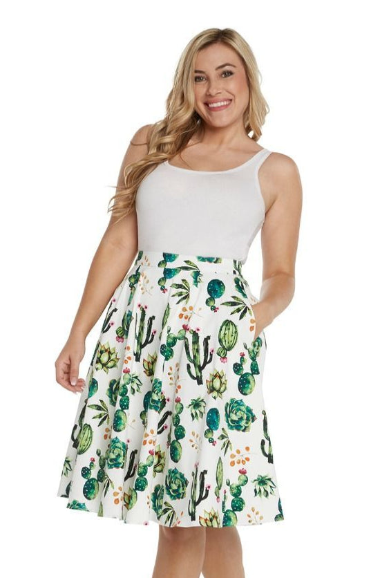 Final Sale Cactus and Succulent Full Skirt by Eva Rose