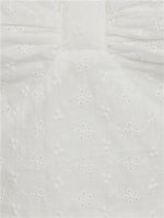 White Eyelet Bubble Sleeve Crop Top