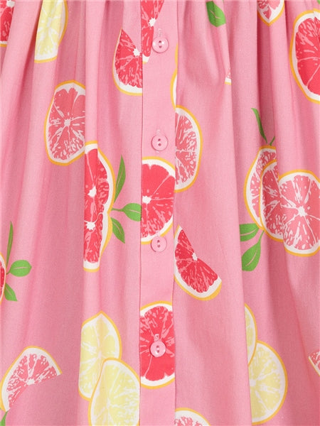 Grapefruit Button Front Full Skirt