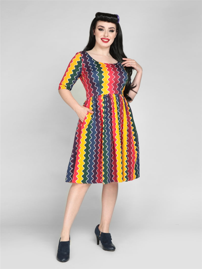 Final Sale Rainbow Wave Amber-Lea Dress by Collectif