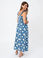 Fruity Ruffle Strap Midi Dress in Blue by Mata Traders