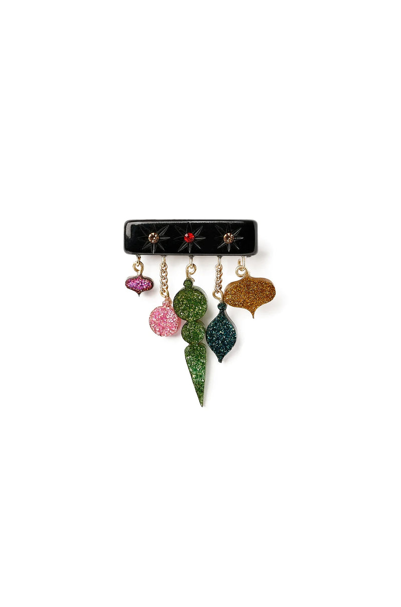 Black Bejeweled Baubles Brooch by Splendette