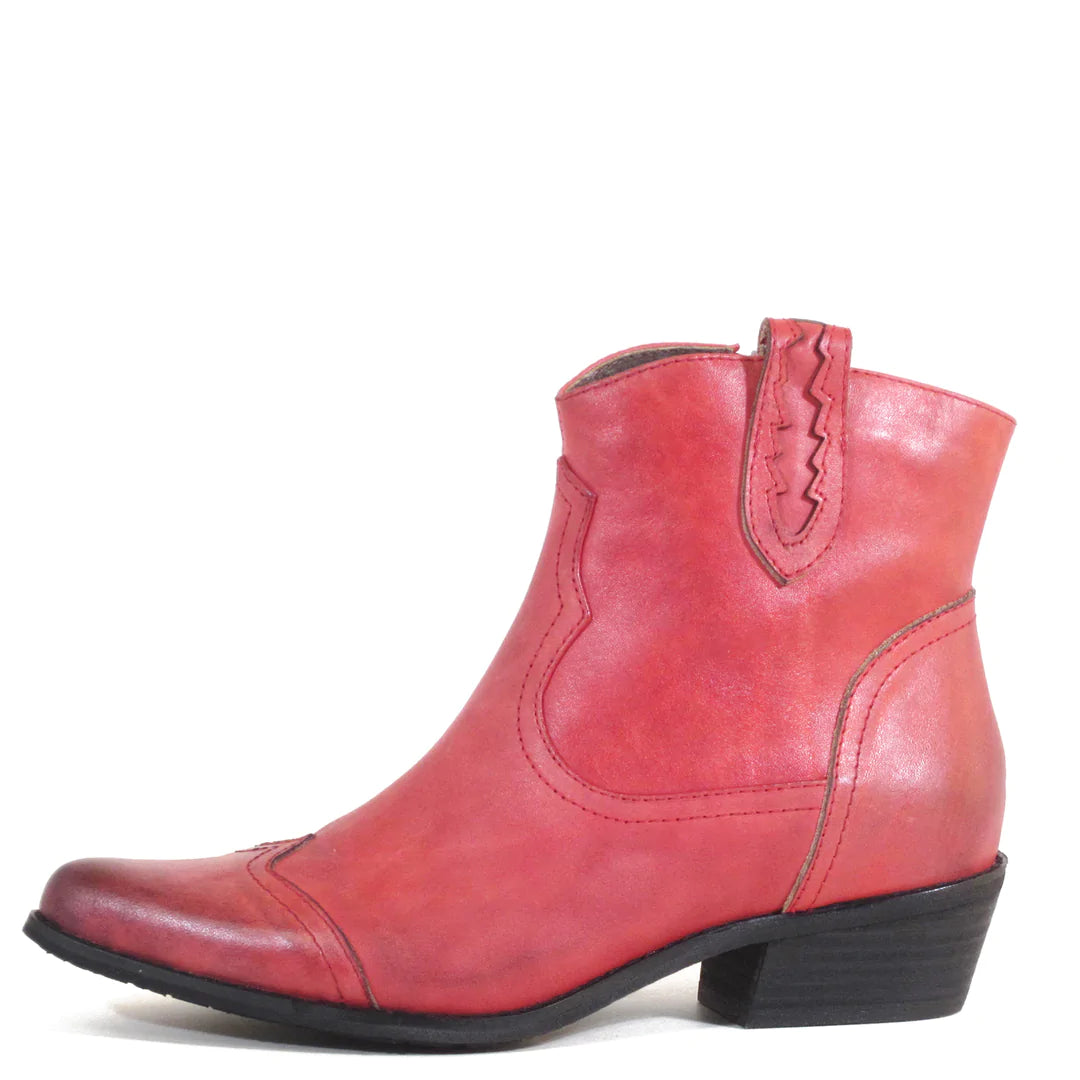 Red western 2025 ankle boots