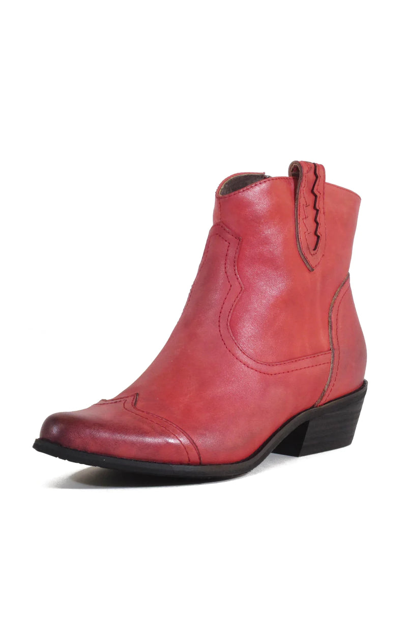 Red Leather Cowboy Connor Ankle Boots by Chelsea Crew